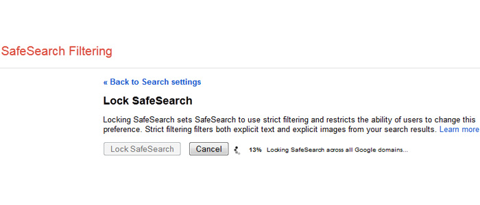 safesearch locking progress